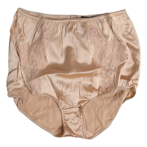 Beige Silk Lace High Waist Bikini Panty Underwear Beige Silk Lace High Waist Bikini Panty Underwear