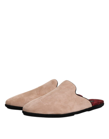 Beige Capra Suede Slides Flat Slipper Shoes Beige Capra Suede Slides Flat Slipper Shoes