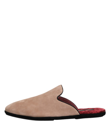 Beige Capra Suede Slides Flat Slipper Shoes Beige Capra Suede Slides Flat Slipper Shoes
