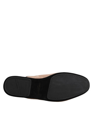 Beige Capra Suede Slides Flat Slipper Shoes Beige Capra Suede Slides Flat Slipper Shoes