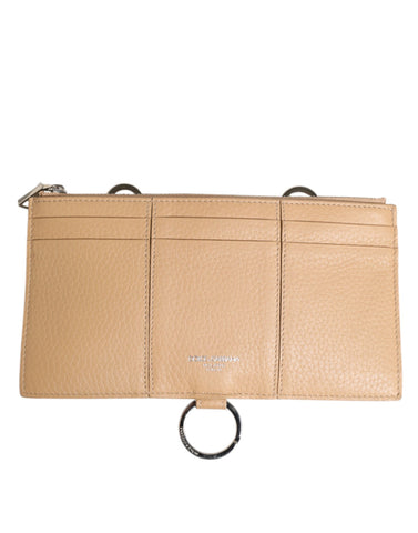 Beige Calfskin Leather Large Crossbody Card Holder Wallet Beige Calfskin Leather Large Crossbody Card Holder Wallet