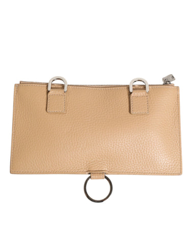 Beige Calfskin Leather Large Crossbody Card Holder Wallet Beige Calfskin Leather Large Crossbody Card Holder Wallet