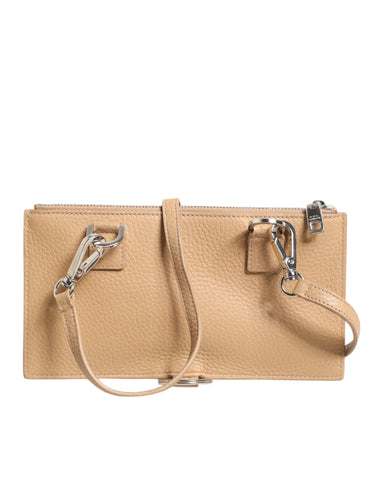Beige Calfskin Leather Large Crossbody Card Holder Wallet Beige Calfskin Leather Large Crossbody Card Holder Wallet