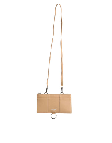 Beige Calfskin Leather Large Crossbody Card Holder Wallet Beige Calfskin Leather Large Crossbody Card Holder Wallet