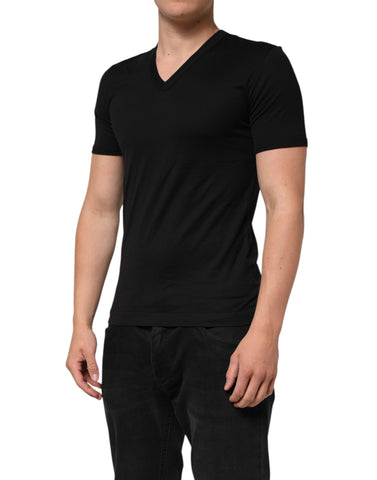 Black Cotton Plain V-Neck Men Shirt T-shirt Black Cotton Plain V-Neck Men Shirt T-shirt