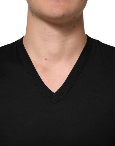 Black Cotton Plain V-Neck Men Shirt T-shirt Black Cotton Plain V-Neck Men Shirt T-shirt