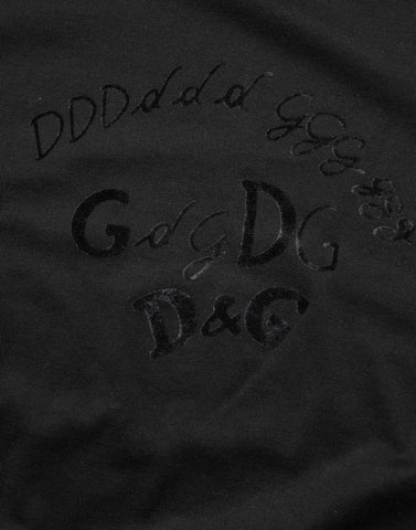 Black Cotton Velvet Logo Print Men T-shirt Black Cotton Velvet Logo Print Men T-shirt