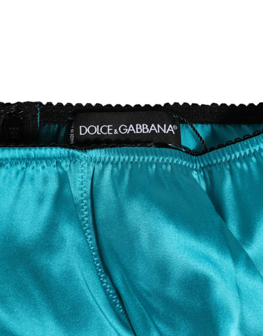 Aqua Green Satin High-Waist Briefs Underwear Aqua Green Satin High-Waist Briefs Underwear