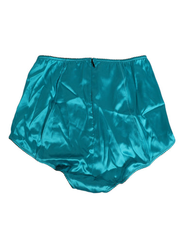 Aqua Green Satin High-Waist Briefs Underwear Aqua Green Satin High-Waist Briefs Underwear