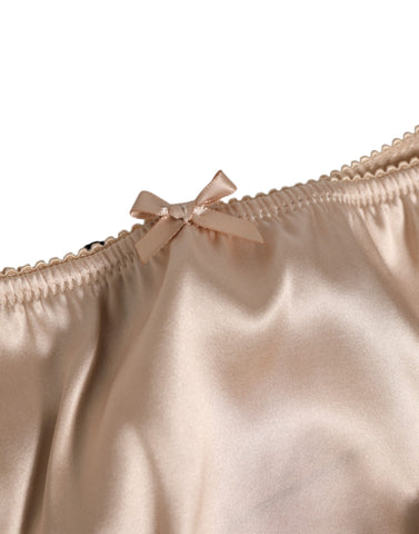 Beige Silk Satin Floral Lace Panty Brief Underwear Beige Silk Satin Floral Lace Panty Brief Underwear