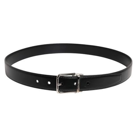 Black Calf Leather Silver Metal Buckle Belt Black Calf Leather Silver Metal Buckle Belt