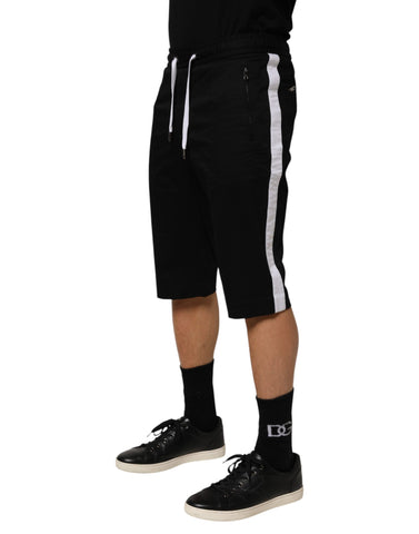 Black Cotton Stretch Men Bermuda Shorts Black Cotton Stretch Men Bermuda Shorts