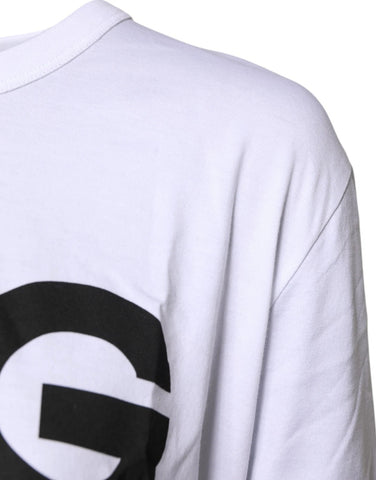 White Graphic Print Cotton Crew Neck T-shirt White Graphic Print Cotton Crew Neck T-shirt