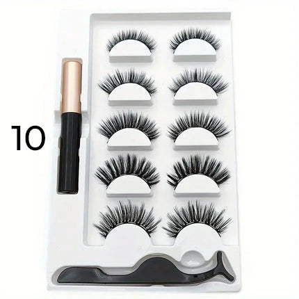 Magnetic Eyelashes Kit with Magnetic Liquid Eyeliner – Glue-Free Reusable Natural Fluffy False Lashes Set