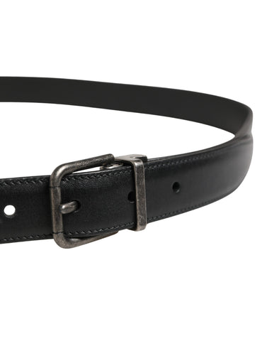 Men Black Classic Leather Metal Buckle Belt