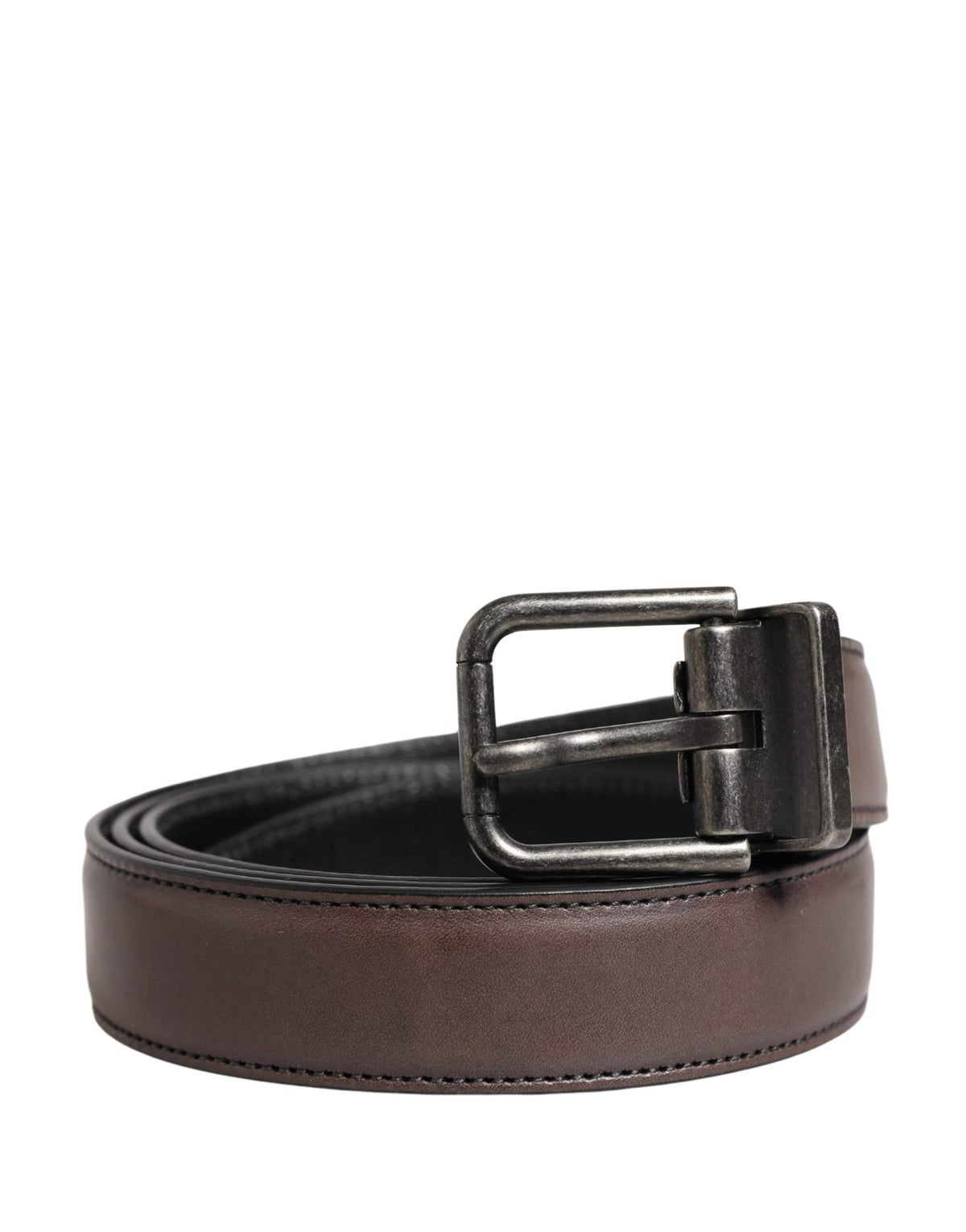 Men Brown Classic Leather Metal Buckle Belt
