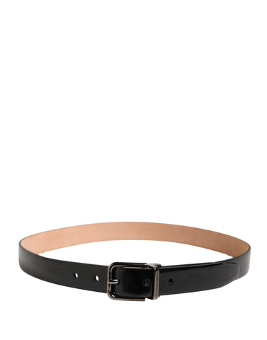 Men Black Classic Leather Metal Buckle Belt