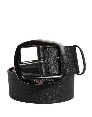Men Black Classic Leather Metal Buckle Belt