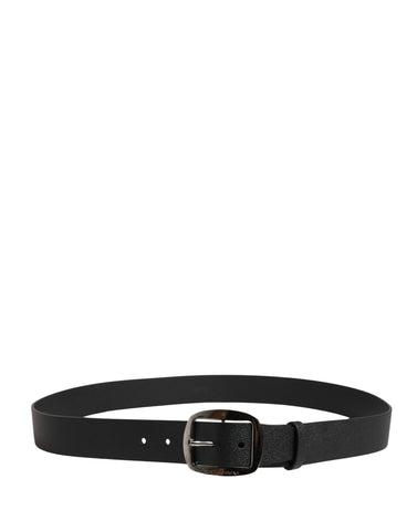 Men Black Classic Leather Metal Buckle Belt