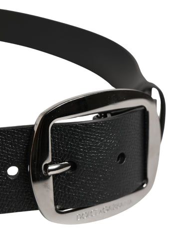 Men Black Classic Leather Metal Buckle Belt