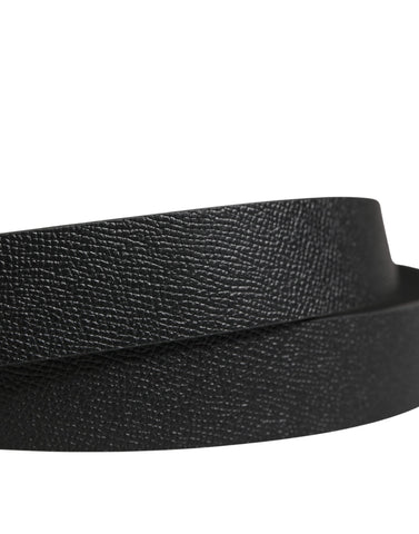 Men Black Calf Leather Metal Buckle Belt