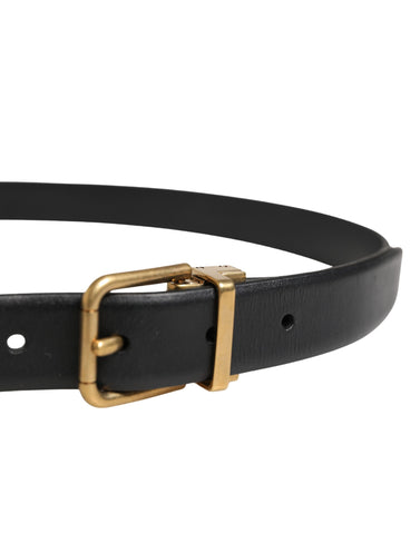 Men Black Classic Leather Metal Buckle Belt