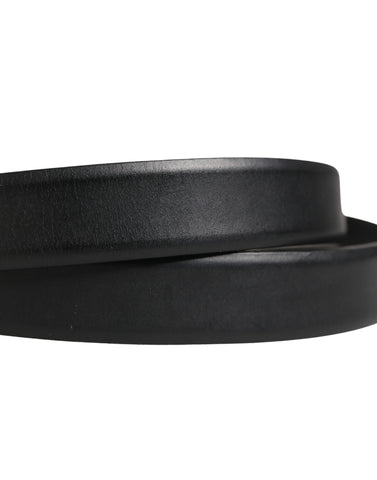 Men Black Classic Leather Metal Buckle Belt