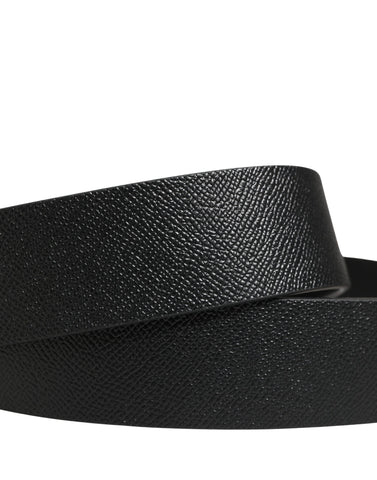 Men Black Leather DG Logo Metal Buckle Belt