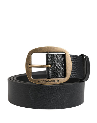 Men Black Classic Leather Metal Buckle Belt