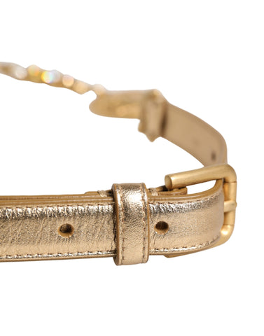 Gold Brass Chain Coin Embellished Metal Buckle Belt