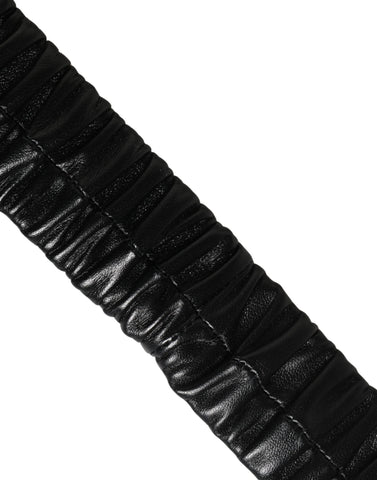 Black Leather Gold Heart Metal Buckle Belt