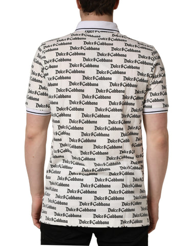 White Logo Monogram Cotton Men Polo  T-shirt