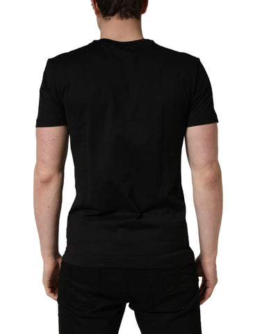 Black King Patch Cotton Men CrewNeck T-shirt