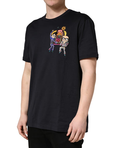 Black #DGFAMILY Patch Men Crew Neck T-shirt