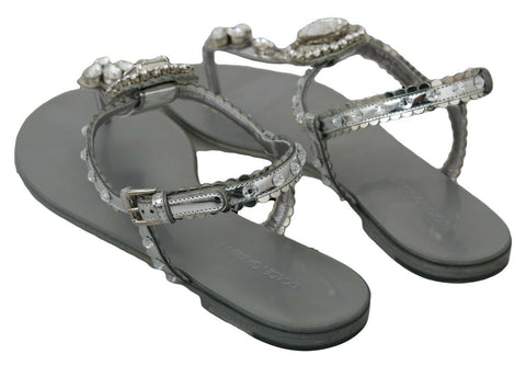 Silver Crystal Sandals Flip Flops Shoes