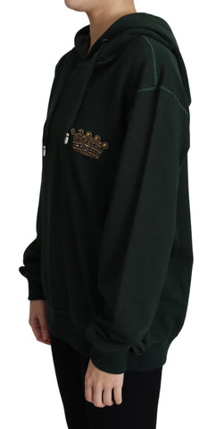 Dark Green Crown Embroidery Hoodie