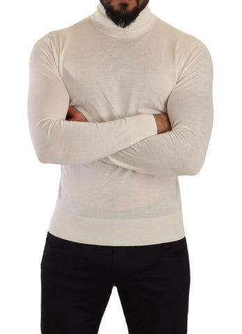 Cream Cashmere Turtleneck Pullover Sweater