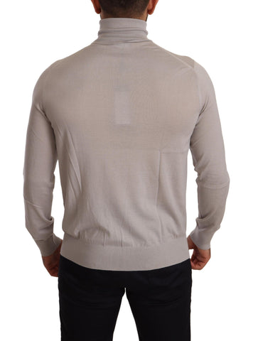 Gray Cashmere Turtleneck Pullover Sweater
