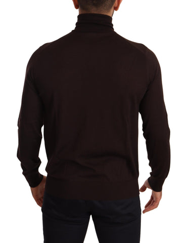 Brown Cashmere Turtleneck Pullover Sweater