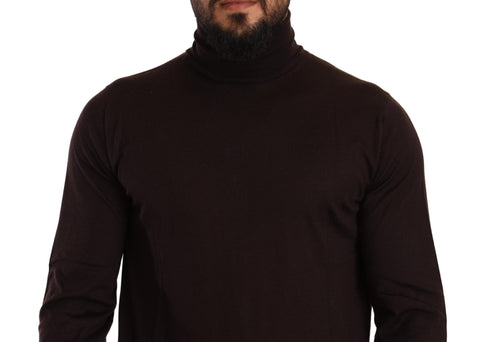 Brown Cashmere Turtleneck Pullover Sweater