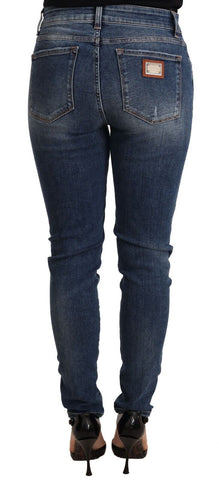 Blue Wash Skinny Denim Cotton Stretch Jeans
