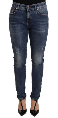 Blue Wash Skinny Denim Cotton Stretch Jeans