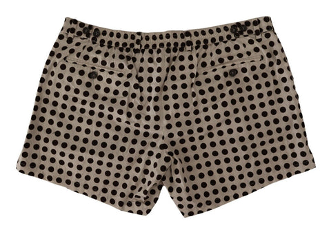 Black White Polka Dots Cotton Linen Shorts