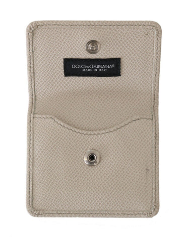White Dauphine Leather Holder Pocket Wallet Condom Case