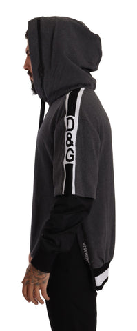 Gray Black Cotton Hooded #DGMILLENNIALS Sweater