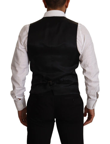 Blue Striped Wool Stretch Waistcoat Vest