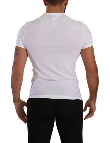 White Round Neck Cotton Stretch T-shirt Underwear