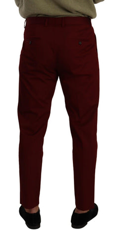 Dark Red Cotton Mens Chinos Trouser Dress Pants
