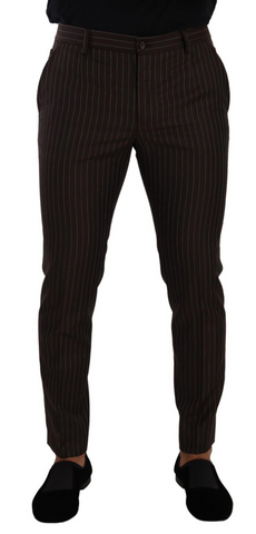 Brown Striped Wool Formal Trouser Dress Pants