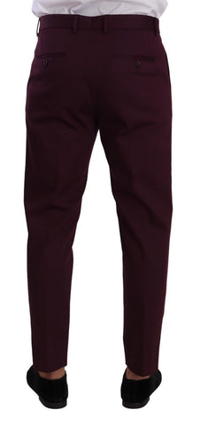 Purple Cotton Tapered Chinos Dress Pants